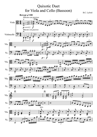 Quixotic Duet for Viola and Cello (Bassoon)