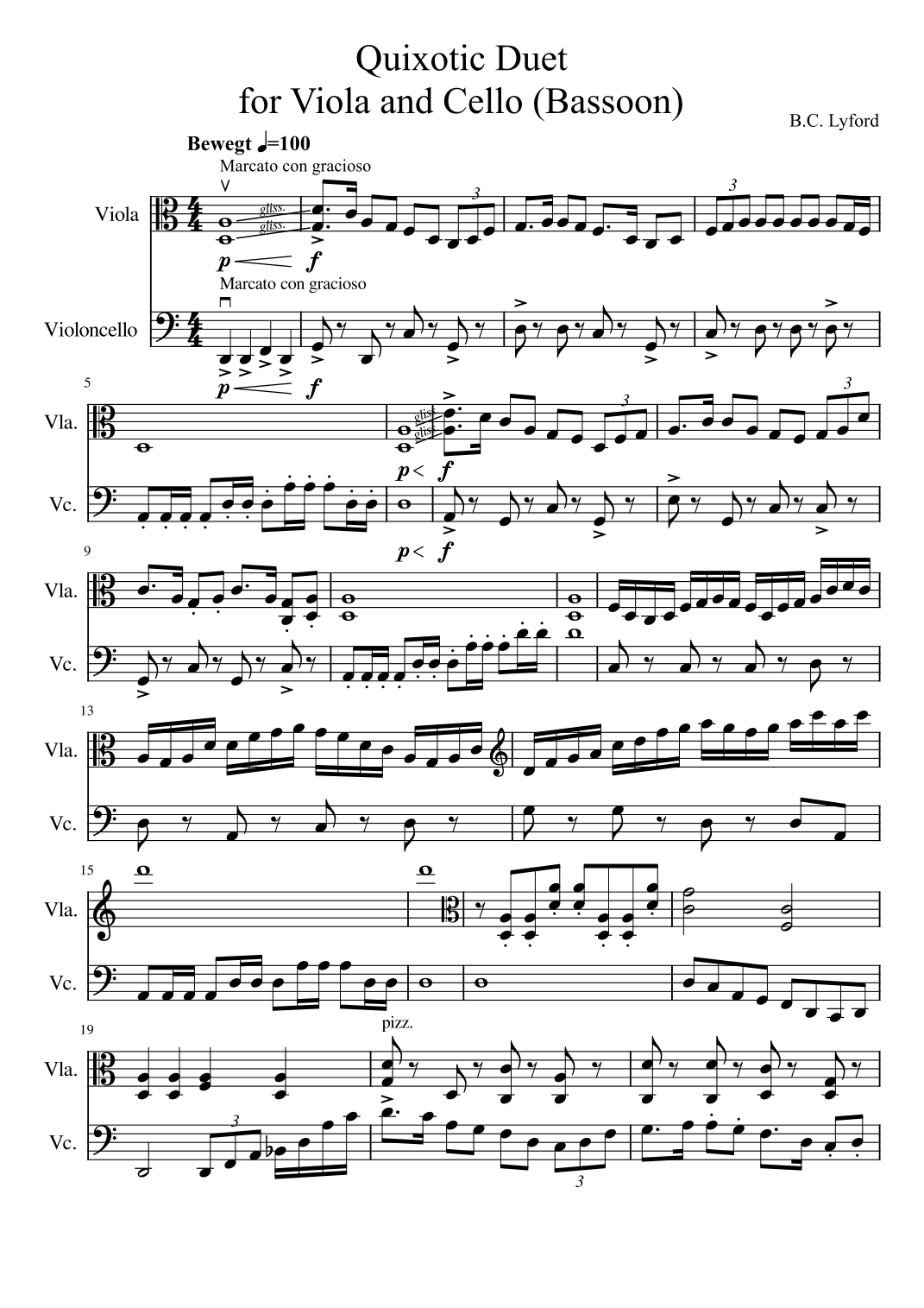 Quixotic Duet for Viola and Cello (Bassoon)