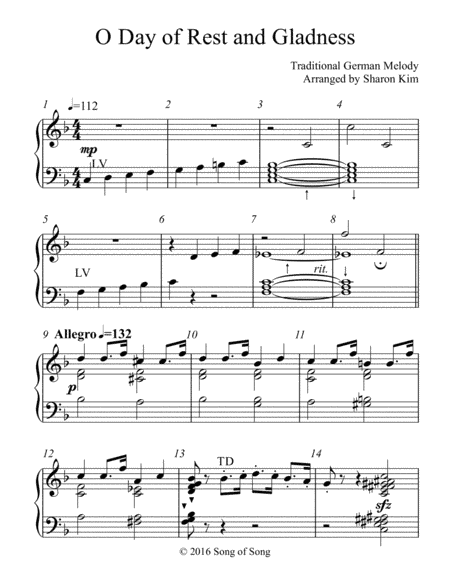 O Day of Rest and Gladness (3 Octave Handbells) (arr. Sharon Kim)