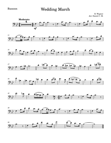 Wedding march by Wagner for bassoon (easy) (arr. Daniel C. M.)