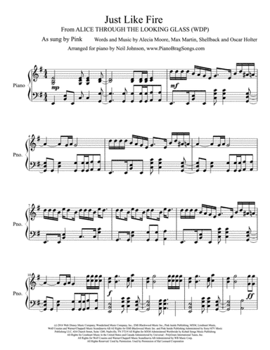 Just Like Fire  from ALICE THROUGH THE LOOKING GLASS (WDP) (arr. Neil Johnson)