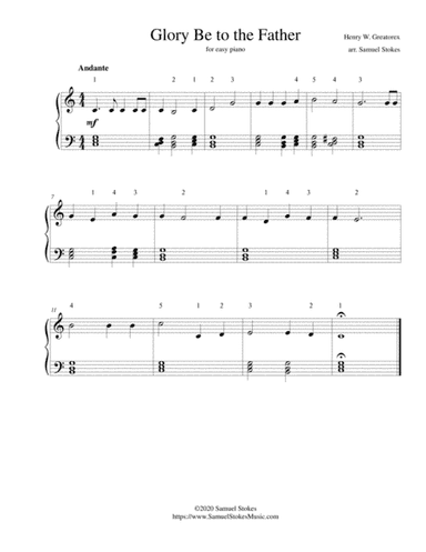 Glory Be to the Father (Greatorex setting) - for easy piano (arr. Samuel Stokes)