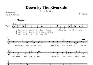 Down By The Riverside (For Violin Solo with Lyrics) (arr. Daniel Nakamura)