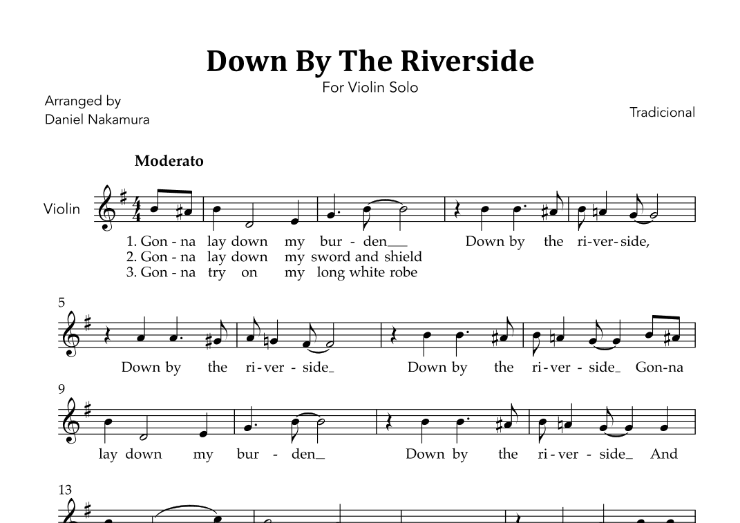 Down By The Riverside (For Violin Solo with Lyrics) (arr. Daniel Nakamura)