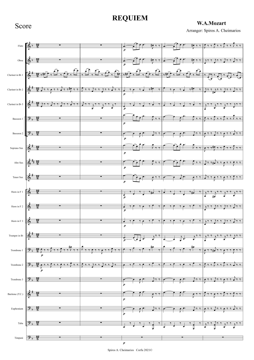 Requiem K.626 – Lacrimosa – Introitus Requiem Aeternam (arr. Spiros A. Cheimarios)