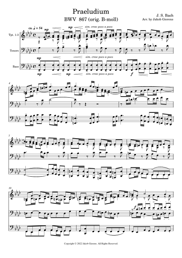 Praeludium BWV 867 (arr. Jakob Gierens)
