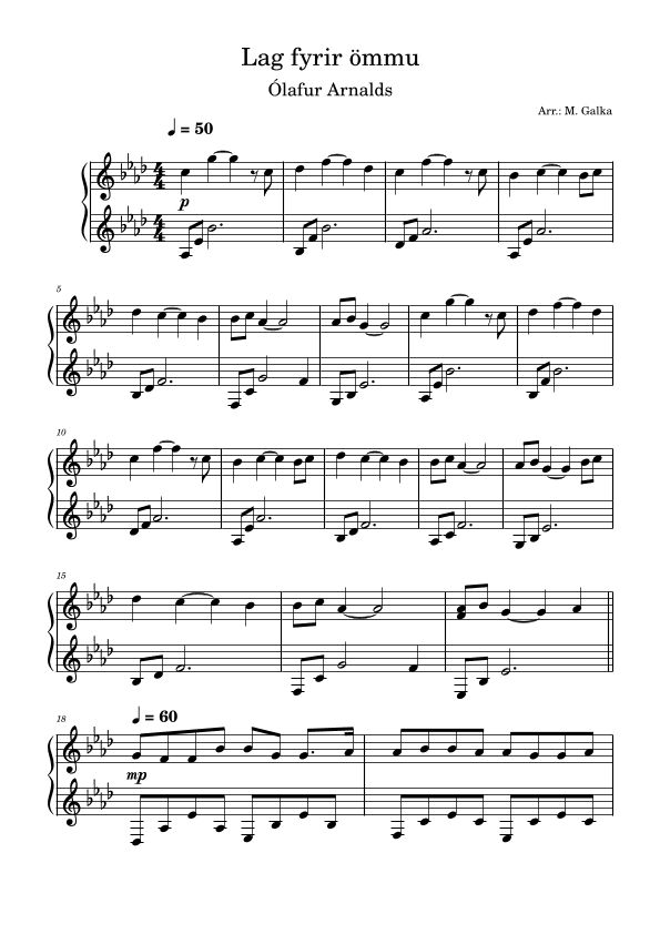 Lag Fyrir Ommu (arr. Magdalena Galka)