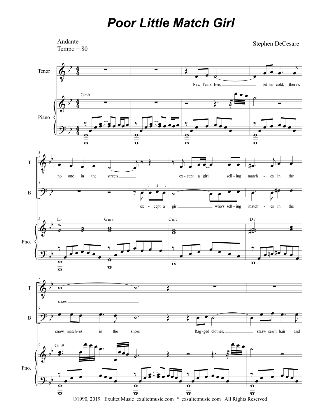 Poor Little Match Girl (Duet for Tenor and Bass Solo)