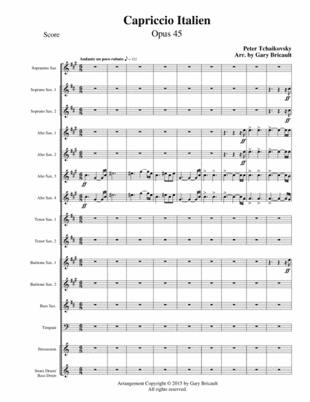 Capriccio Italien - Opus 45 (arr. Gary Bricault)