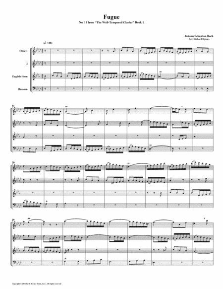 Fugue 11 from Well-Tempered Clavier, Book 1 (Double Reed Quartet) (arr. Richard Byrnes)