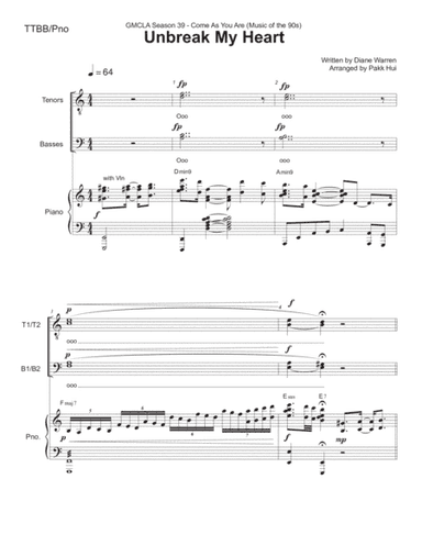 Un-break My Heart (arr. Pakk Hui)