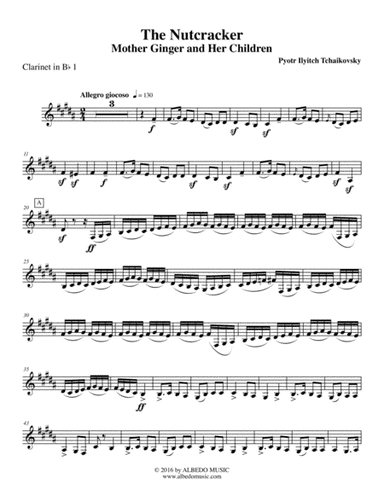 The Nutcracker, Mother Ginger and Her Children, Polichinelles - Clarinet in Bb 1 (Transposed Part) (arr. Doug Clyde)