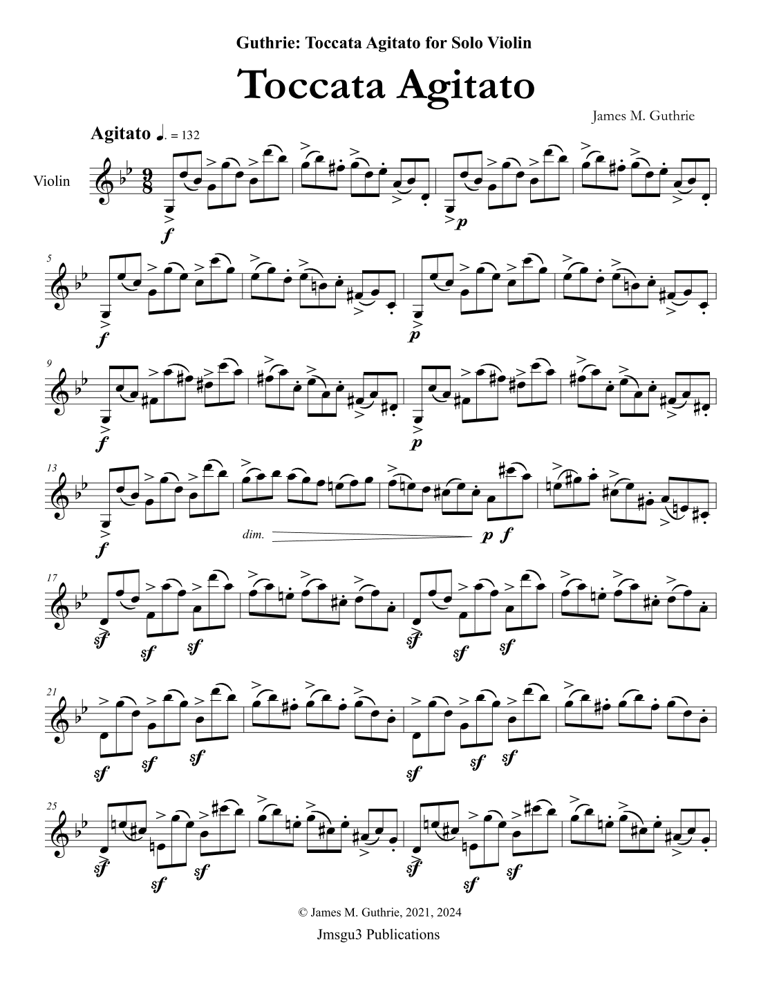 Guthrie: Toccata Agitato for Solo Violin