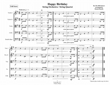 Happy Birthday / Auld Lang Syne - String Orchestra / String Quartet - Intermediate (arr. Dennis Ruello)