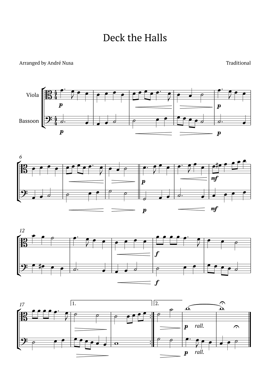 Deck the Halls (arr. André Nusa)