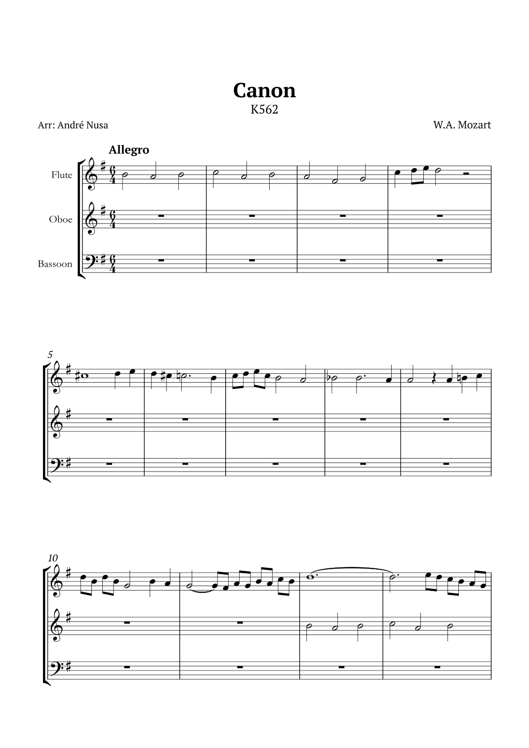 Canon K562 (arr. André Nusa)