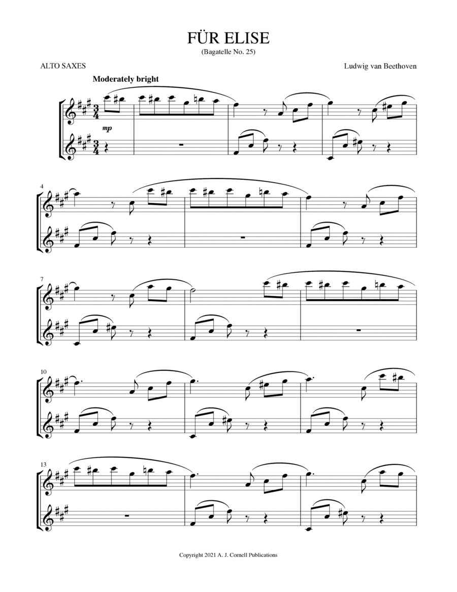 Für Elise (Bagatelle No. 25) (arr. Ludwig van Beethoven)
