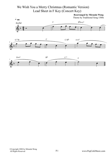We Wish You a Merry Christmas in F Key - Lead Sheet (arr. Miranda Wong)