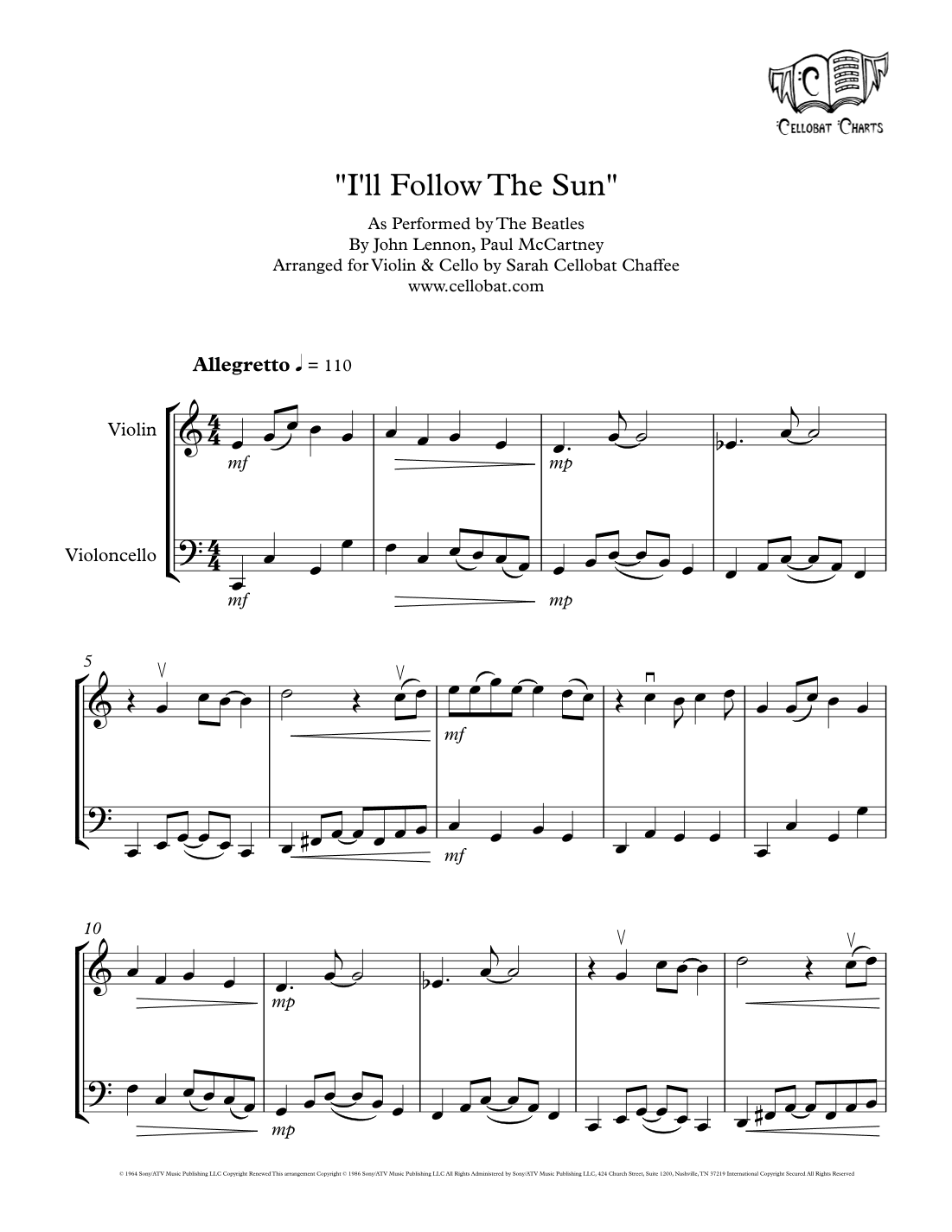 I'll Follow The Sun (arr. Sarah Cellobat Chaffee)