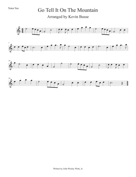 Go Tell It On The Mountain (Easy key of C) Tenor Sax (arr. Kevin Busse)