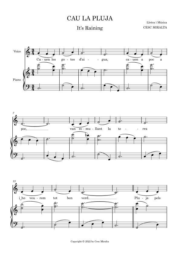 CAU LA PLUJA Veu & Pno