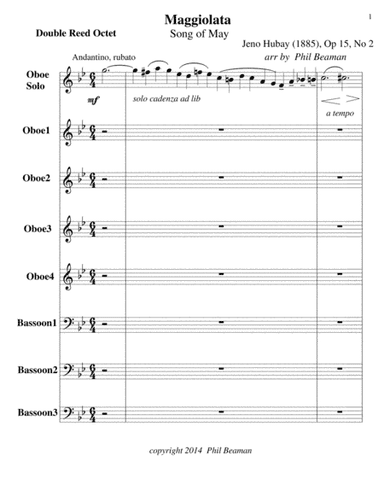 Maggiolata-Hubay-double reed octet (arr. Phil Beaman)