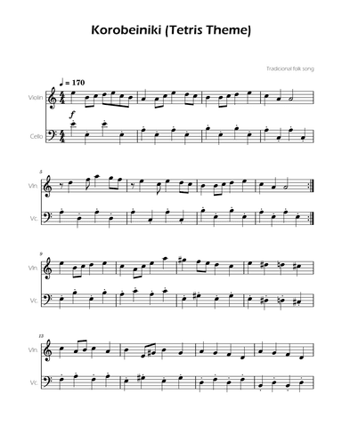 Tetris Theme for Cello and Violin Duet (arr. Ygor Nunes)