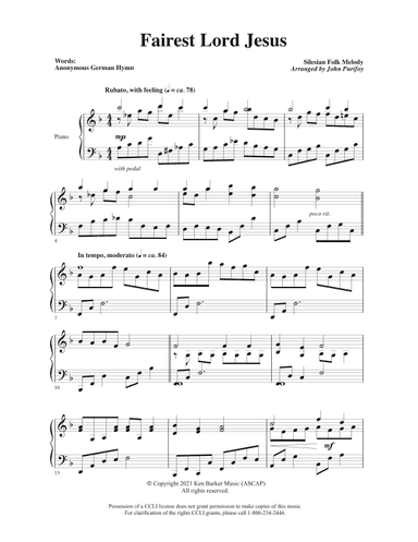 Fairest Lord Jesus (arr. John Purifoy)