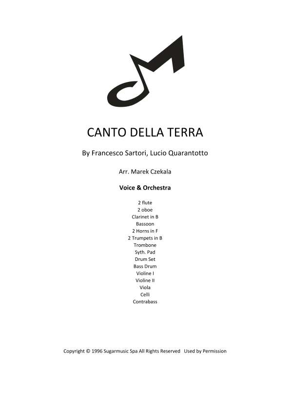 Canto Della Terra (arr. Marek Czekala)