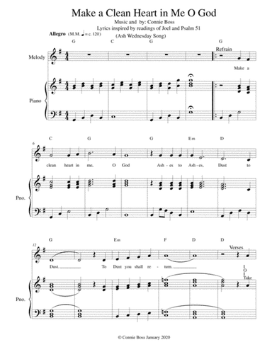 Make a Clean Heart in Me O God - vocal solo and piano