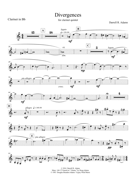 Divergences   Clarinet in Bb