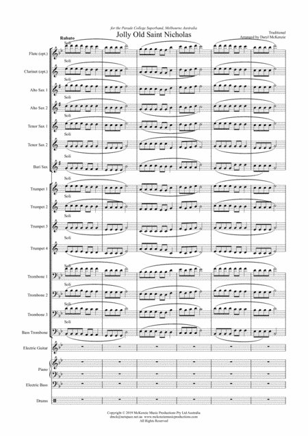 Jolly Old Saint Nicholas Instrumental Big Band Easy Play Key of Bb to C (arr. Daryl McKenzie)