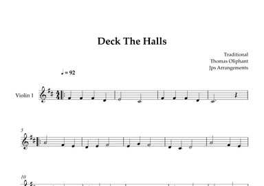 Deck The Halls For Violin (arr. Jps Arrangements)
