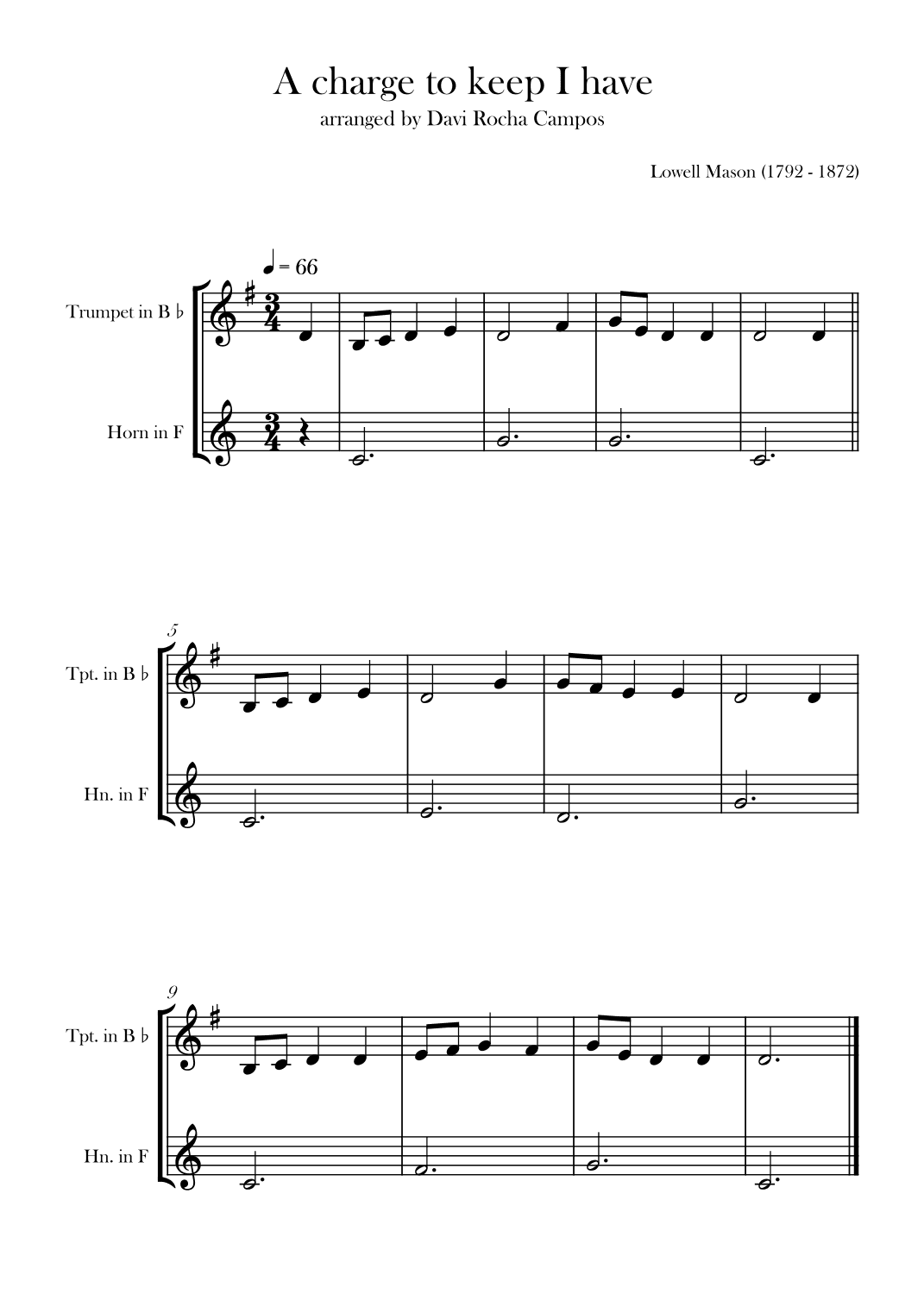 A charge to keep I have (arr. Davi Rocha Campos)
