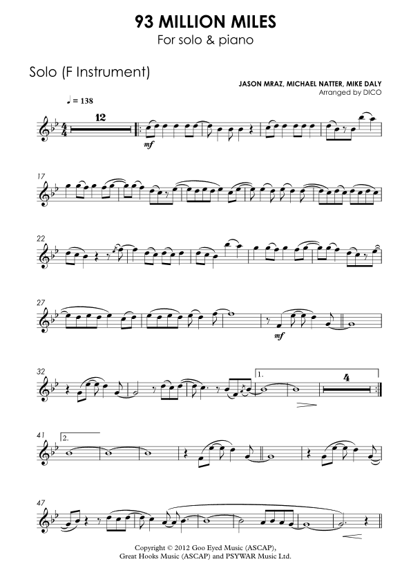 93 Million Miles (arr. Dico)