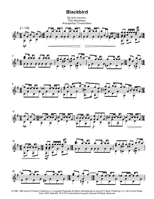 Blackbird (arr. Tunescribers)