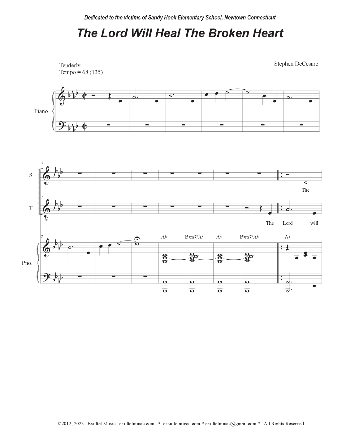 The Lord Will Heal The Broken Heart (Duet for Soprano and Tenor solo)