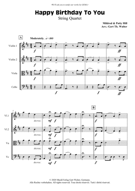 Happy Birthday To You (arr. Gert Th. Walter)