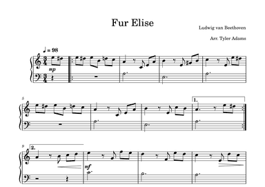 Fur Elise (Easy Piano) (arr. Tyler Adams)