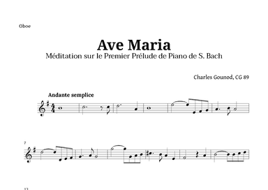 Ave Maria by Gounod for Oboe Solo (arr. Langanho)