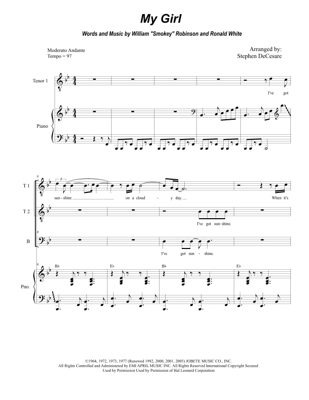 My Girl (arr. Stephen DeCesare)