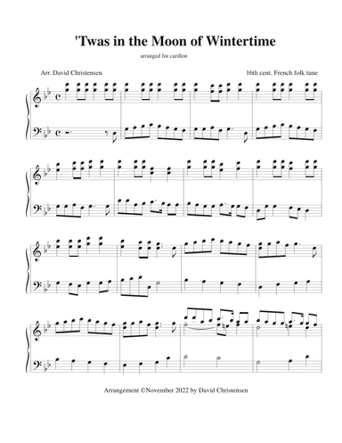 'Twas in the Moon of Wintertime for Carillon (arr. David Christensen)