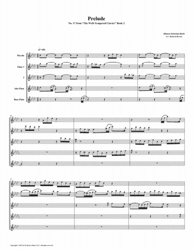 Prelude 17 from Well-Tempered Clavier, Book 2 (Flute Quintet) (arr. Richard Byrnes)