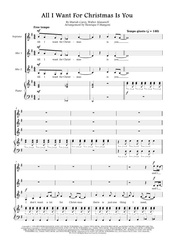 All I Want For Christmas Is You (arr. Henrique F Mangoni)