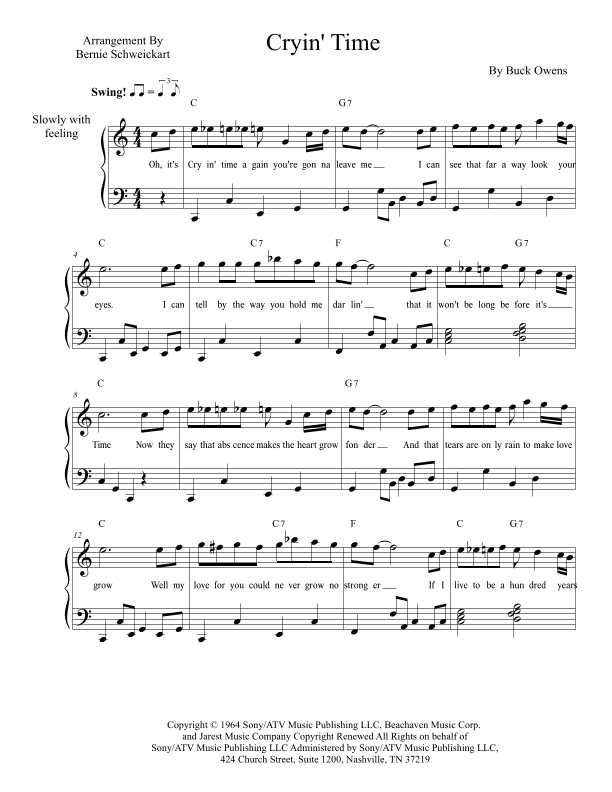 Cryin' Time (arr. Bernie Schweickart)