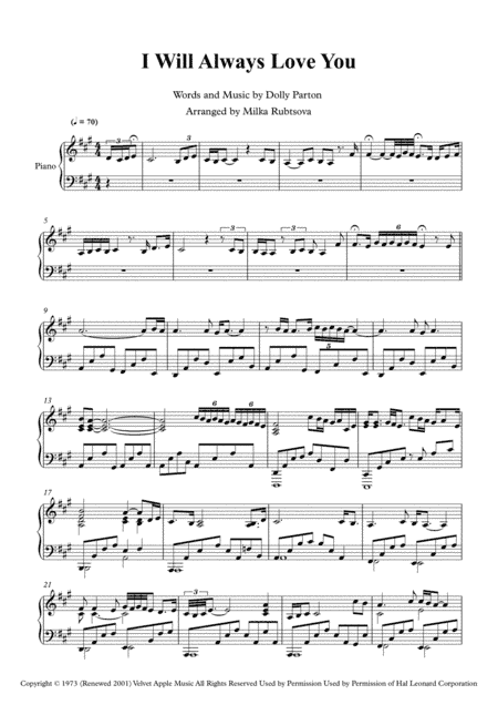 I Will Always Love You (arr. Milka Rubtsova)