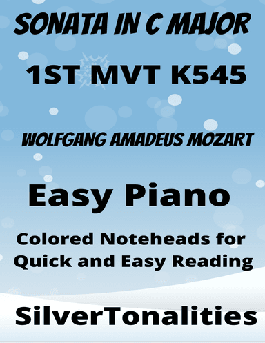 Sonata in C Major K545 1st Mvt Easiest Piano Sheet Music with Colored Notation (arr. SilverTonalities)
