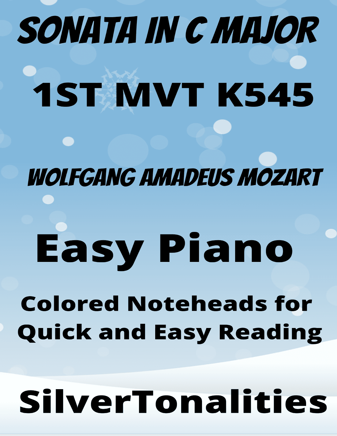 Sonata in C Major K545 1st Mvt Easiest Piano Sheet Music with Colored Notation (arr. SilverTonalities)