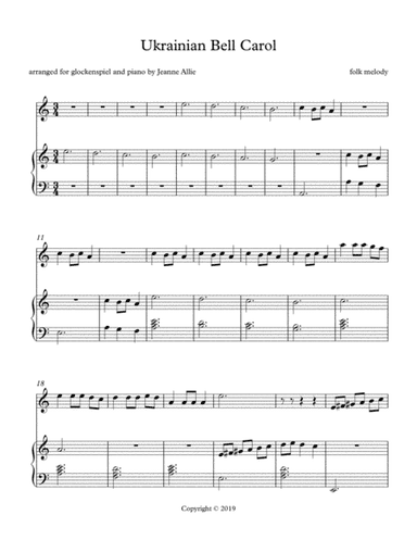 Ukrainian Bell Carol for glockenspiel and piano (arr. Jeanne Allie)