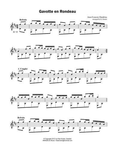 Gavotte en rondeau for guitar solo (arr. K. Krantz)